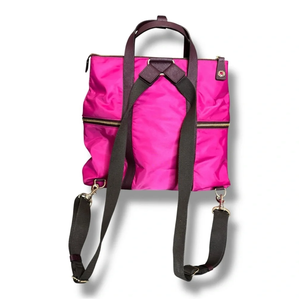 Henri Bendel Magenta/Maroon Jetsetter Convertible Backpack - Picture 2 of 4